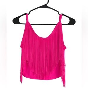 SHEIN Vibrant Pink Fringe Top